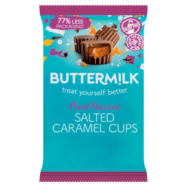 Buttermilk Plant Powered Vegan Dairy Free Chocolate Salted Caramel Cups, 100g