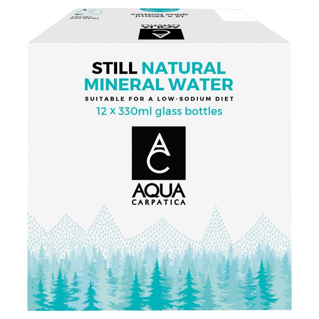 Aqua Carpatica 12x330ml Natural Still Mineral Water Glass, 12 x 330ml