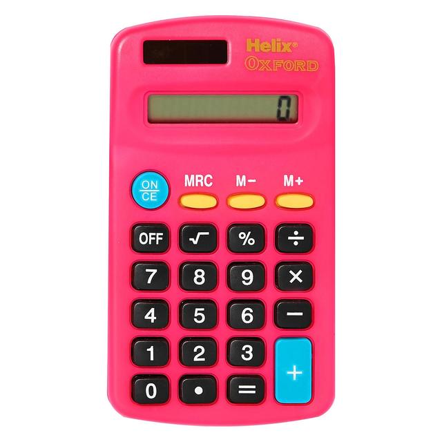 Helix Oxford Basic Calculator, Pink, One Size