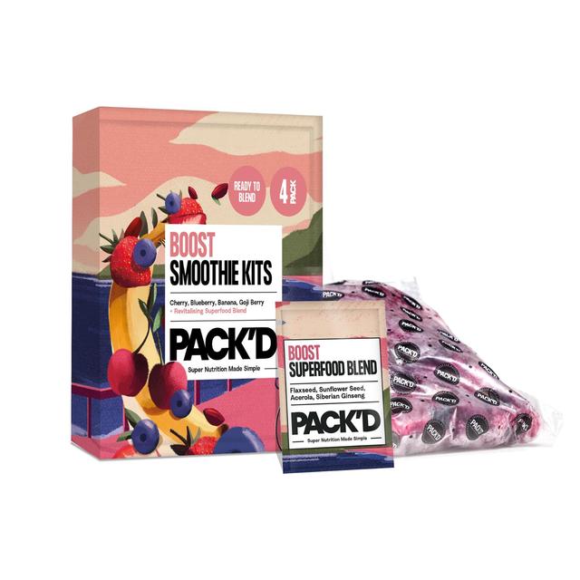 PACK’D Boost Revitalising Smoothie Kits, 4 x 120g