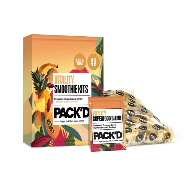 PACK’D Vitality Immune Boosting Smoothie Kits, 4 x 120g