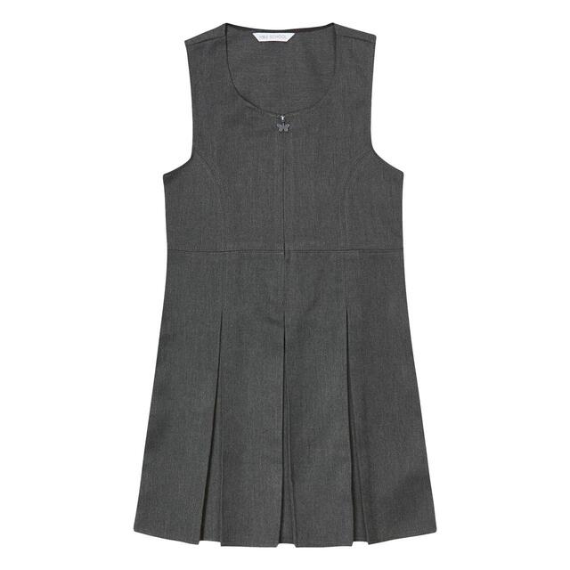 M & S Girls Permanent Pleats School Pinafore, 8-9 Years, Grey