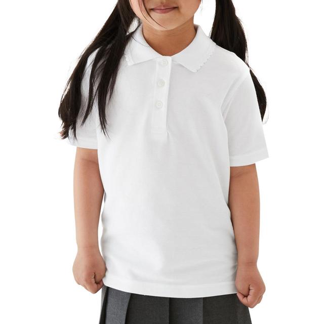 M & S Girls Stain Resist School Polo Shirts, 12-13 Years, White