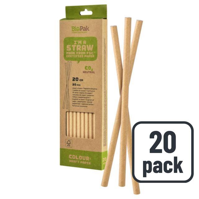 Duni Brown Bio Kraft Paper Straws, One Size, 20 Per Pack