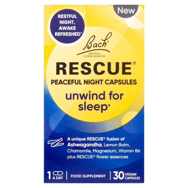 Rescue Remedy Bach Flower Remedies Peaceful Night Rescue Capsules, 30 Per Pack