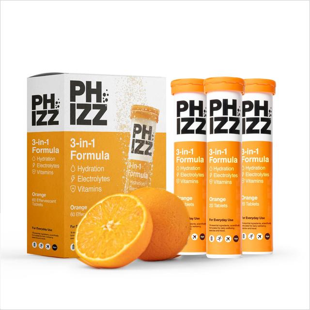 Phizz Orange Multivitamin, Hydration & Electrolyte Effervescent Tablets, 60 Per Pack