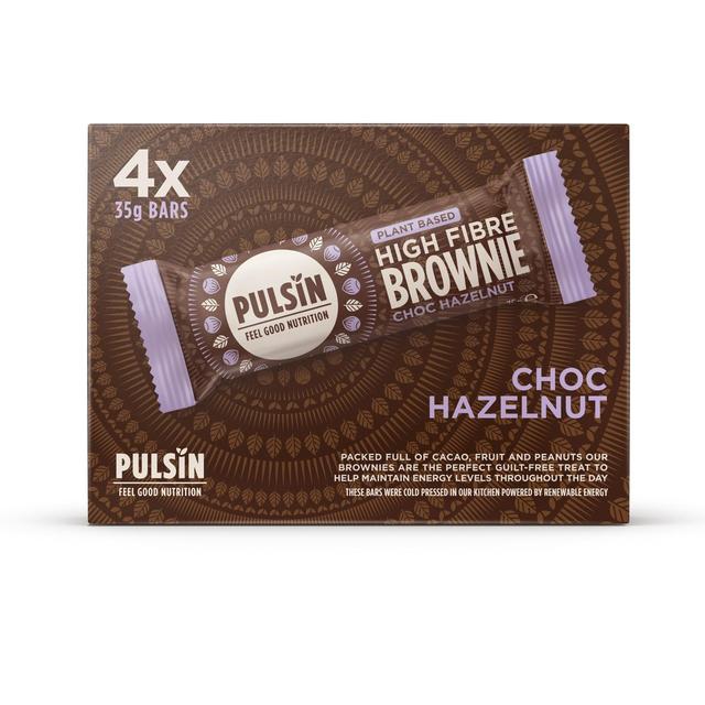 Pulsin Choc Hazelnut Vegan High Fibre Brownie Multipack, 4 x 35g