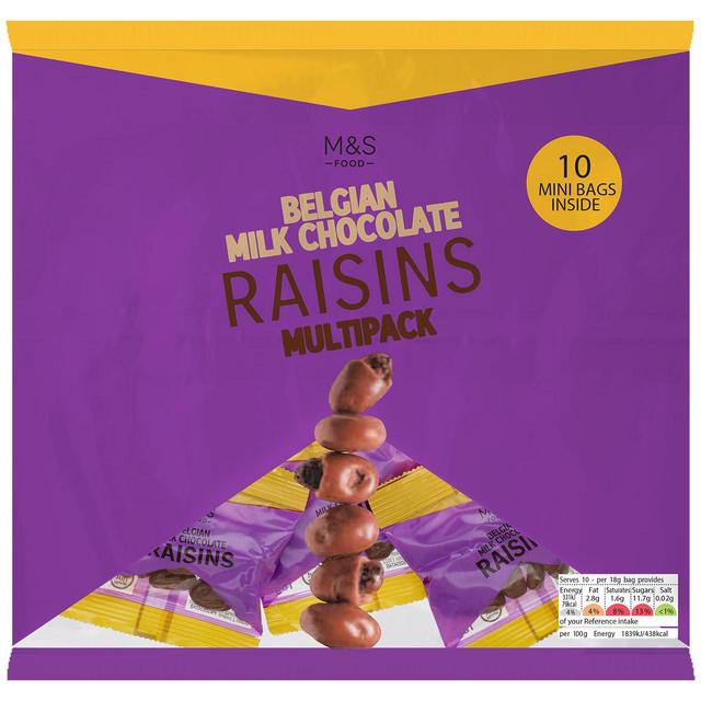 M & S Belgian Milk Chocolate Raisins Multipack, 127g