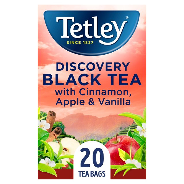 Tetley Discovery Black Tea With Cinnamon, Apple & Vanilla, 20 Per Pack