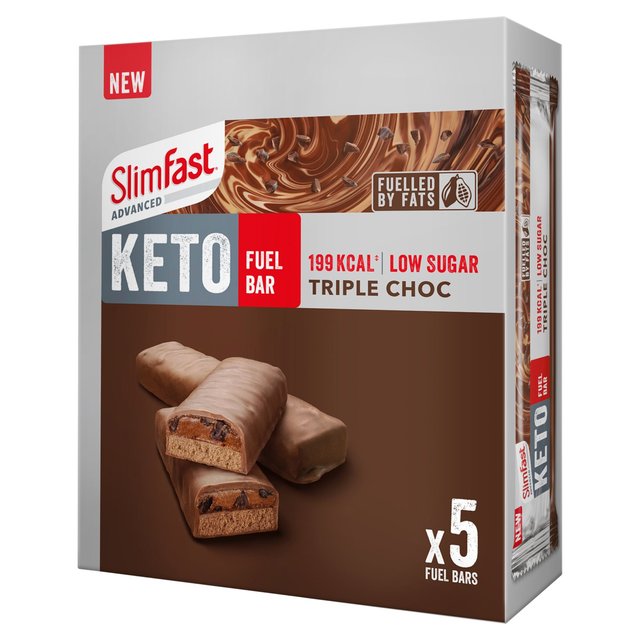 SlimFast Advanced Triple Chocolate Keto Fuel Bar Multipack, 5 x 46g