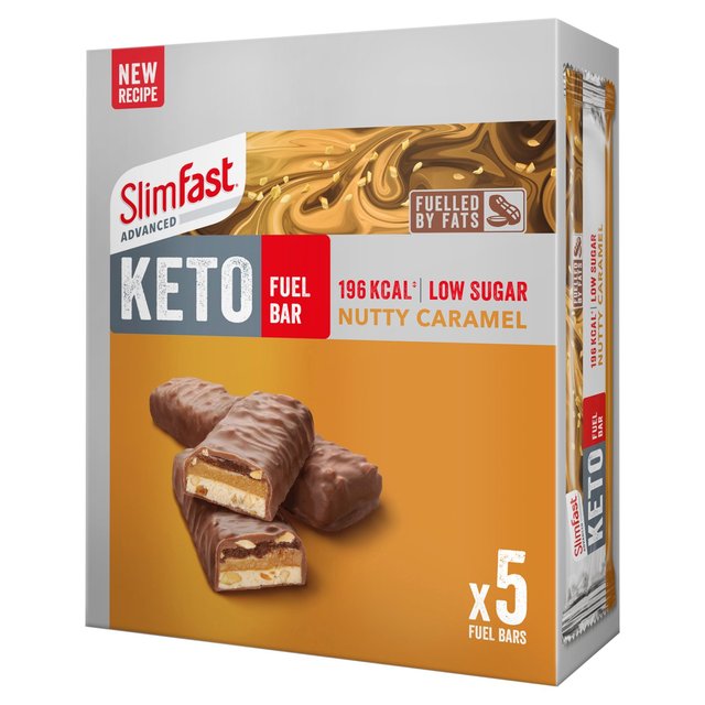 SlimFast Advanced Nutty Caramel Keto Fuel Bar Multipack, 5 x 46g
