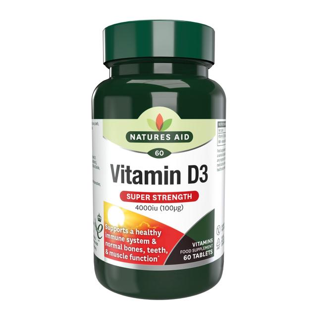 Natures Aid Super Strength Vitamin D3 Tablets 4000iu, 60 per Pack