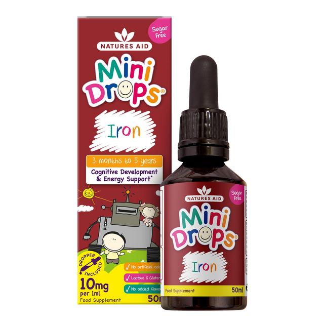 Natures Aid Infant’s & Kid’s Iron Mini Drops 10mg 3mnths, 5Years, 50ml