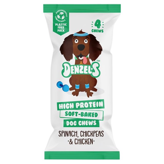 Denzel’s High Protein Soft-Baked Dog Chews, Spinach, Chickpeas & Chicken, 75g