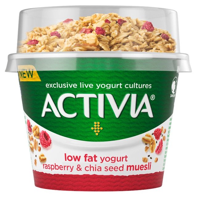Activia Raspberry & Chia Seed Museli Breakfast Pot Low Fat Yoghurt, 165g