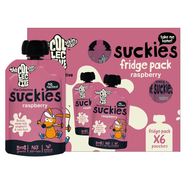 The Collective Suckies Raspberry Kids Yoghurt Pouch Multipack, 6 x 90g