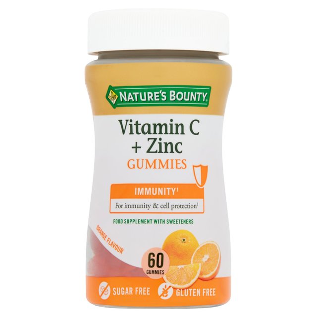 Nature’s Bounty Orange Vitamin C + Zinc Supplement Gummies, 60 Per Pack
