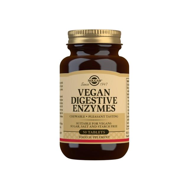 Natures Bounty Solgar Vegan Digestive Enzymes Supplement Tablets, 50 Per Pack