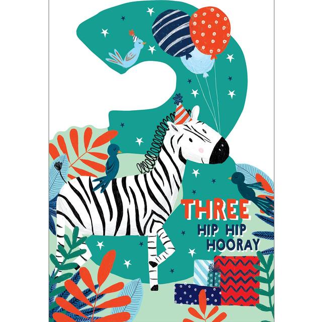Abacus 3rd Birthday Zebra Party Card