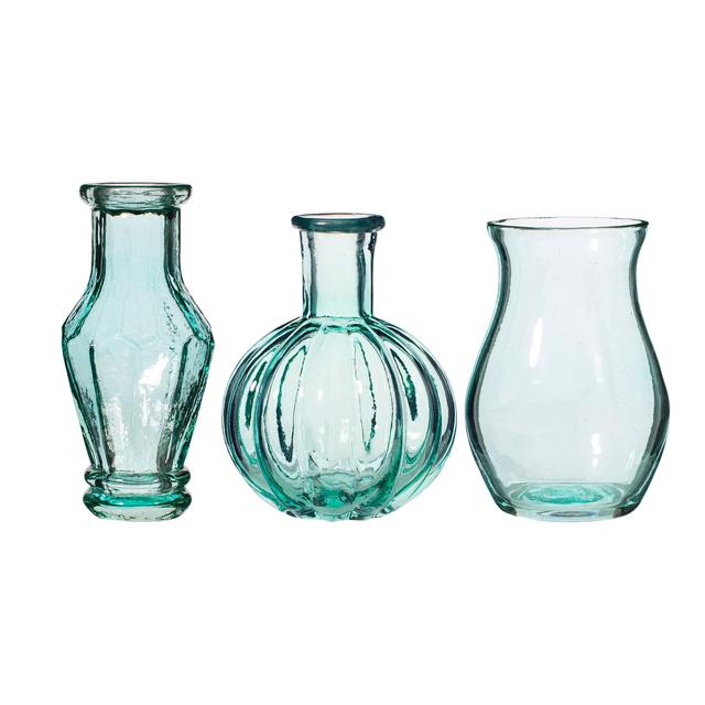 Sass & Belle Recycled Glass Vintage Bud Vase Pale Blue Set 3, 3 Per Pack