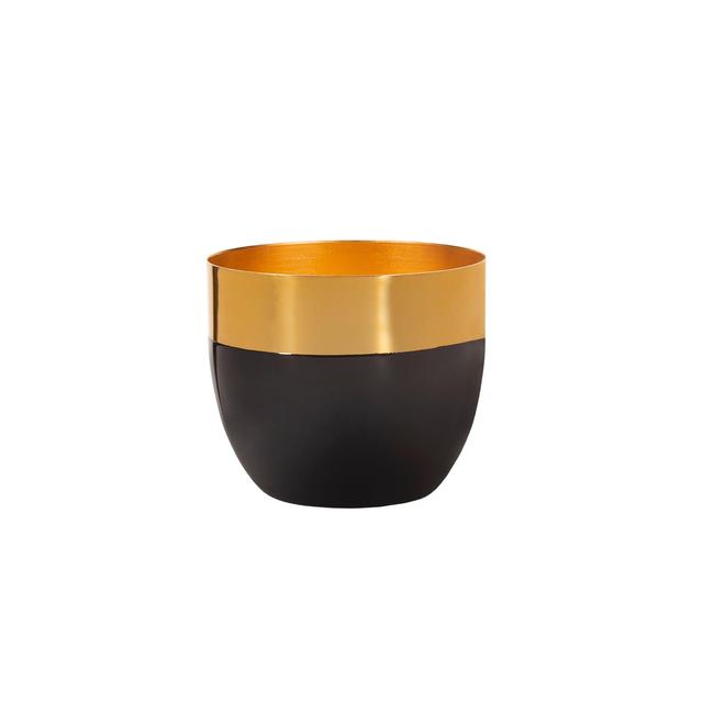 Sass & Belle Gold and Black Metal Polished & Planter Small, 9.5x8x9.5cm