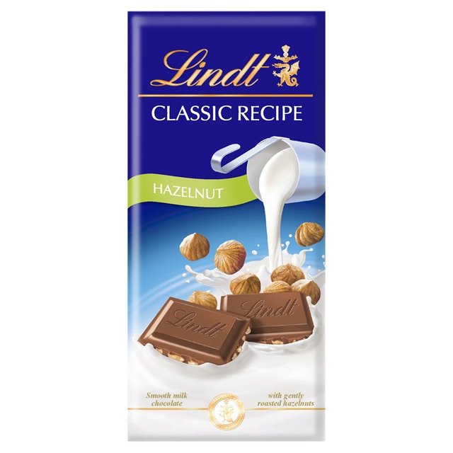 Lindt Classic Recipe Hazelnut Milk Chocolate Bar, 125g