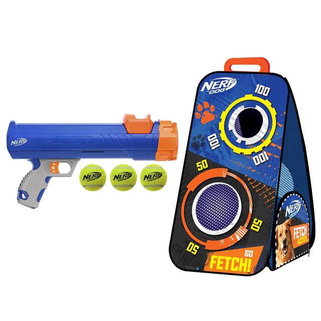 Zeus Nerf Tennis Ball Blaster With Target Game Dog Toy