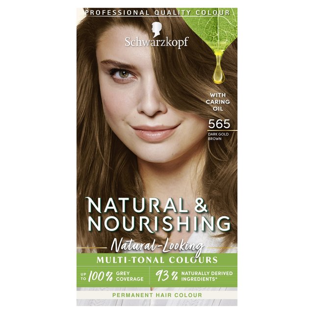 Schwarzkopf 143g Dark Gold Brown Natural & Nourishing 565 Permanent Vegan Hair Dye