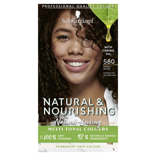 Schwarzkopf Natural & Nourishing 580, Darkest Brown Permanent Hair Dye, 143g