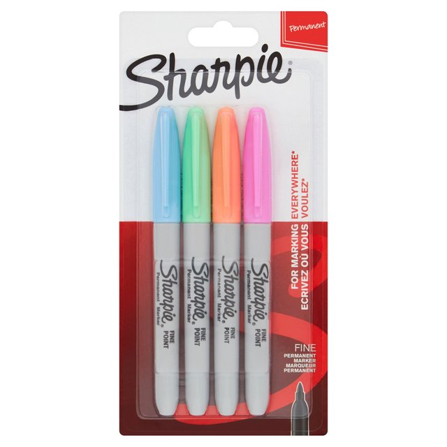 Sharpie Permanent Marker Assorted Pastel, 4 Per Pack