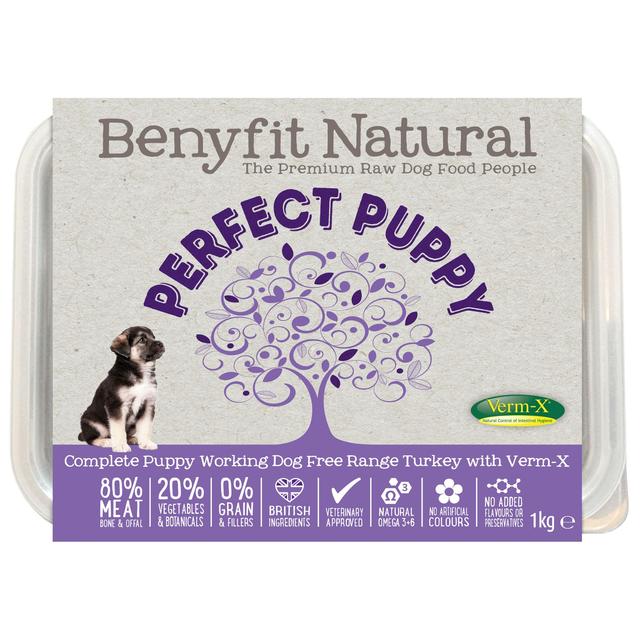 Benyfit Natural Puppy Turkey Complete Raw Working Dog Food With Verm-X, 1kg