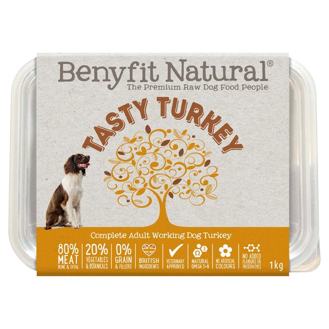 Benyfit Natural Tasty Turkey Complete Adult Raw Working Dog Food, 1kg