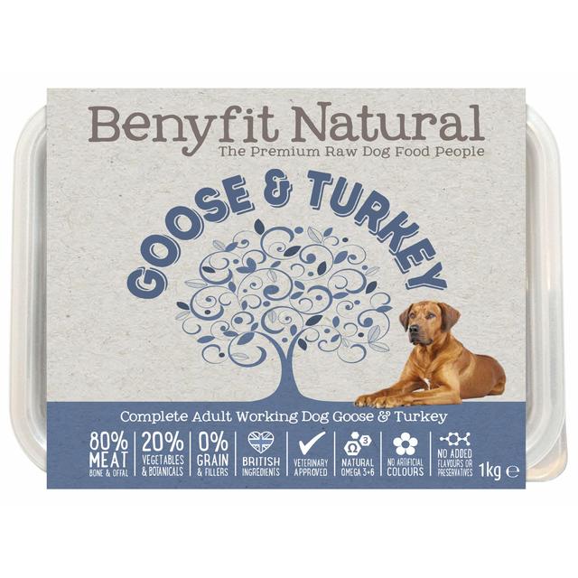 Benyfit Natural Goose & Turkey Complete Adult Raw Working Dog Food, 1kg