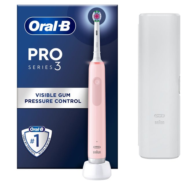 Oral-B, One Size, Pink Pro 3 3500 3D White Electric Toothbrush + Travel Case