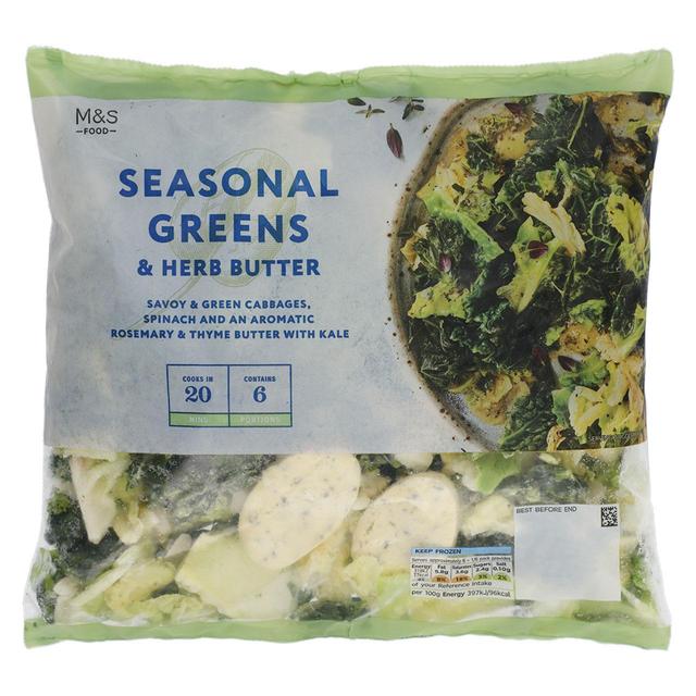 M & S Seasonal Greens With Herb Butter Frozen, 500g
