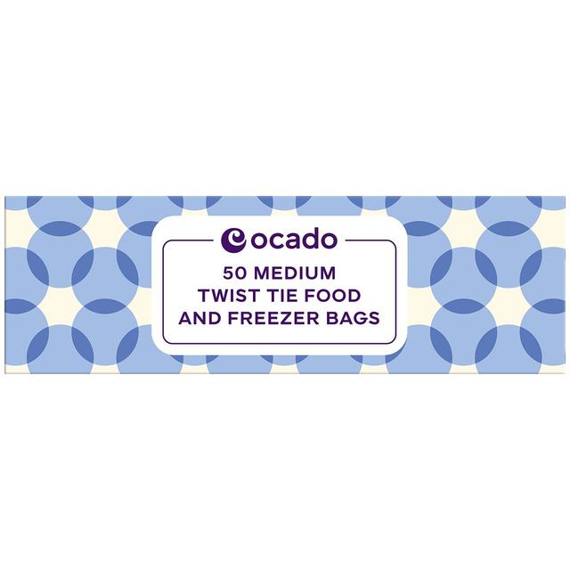 Ocado Medium Twist Tie Food & Freezer Bags, 50 Per Pack