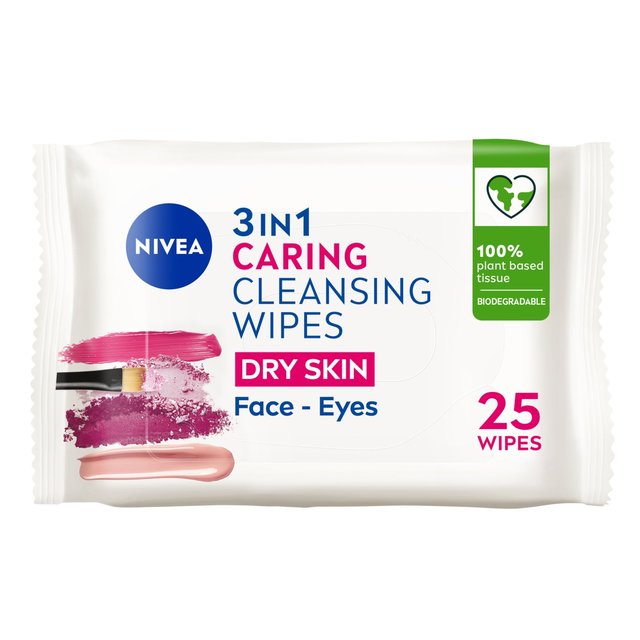 Nivea Biodegradable Cleansing Wipes Dry Skin, One Size, 25 Per Pack