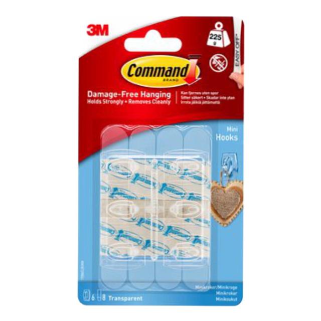 Command Clear Mini Hooks With Strips, Small