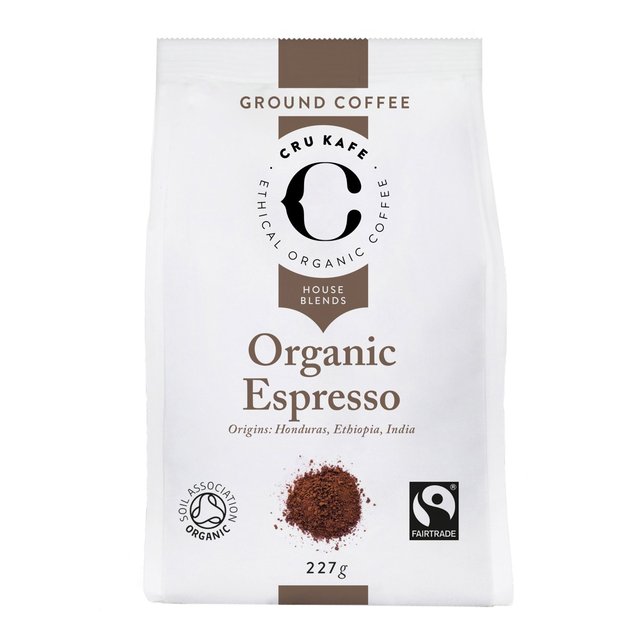 CRU Kafe Organic Fairtrade Espresso Ground Coffee, 227g