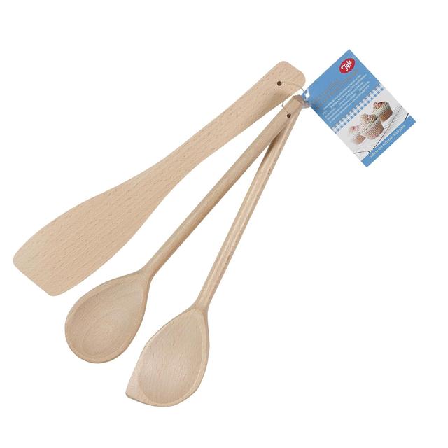 Tala 3 Beech Utensils, 30cm Spoons and Spatula