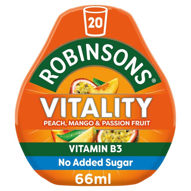 Robinsons Mini Vitality Peach, Mango & Passion Fruit No Added Sugar Squash, 66ml