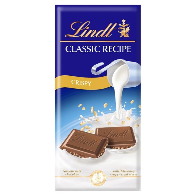 Lindt Classic Recipe Crispy Milk Chocolate Bar, 125g