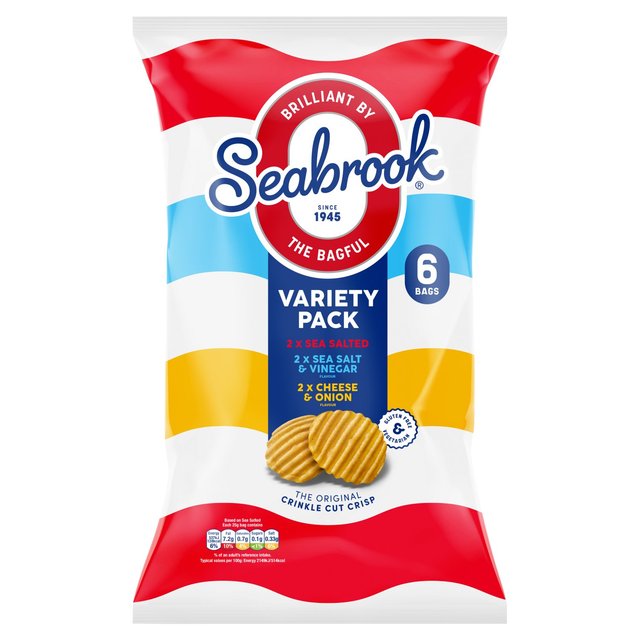 Seabrook Crinkle Cut Variety Crisps, 6 Per Pack