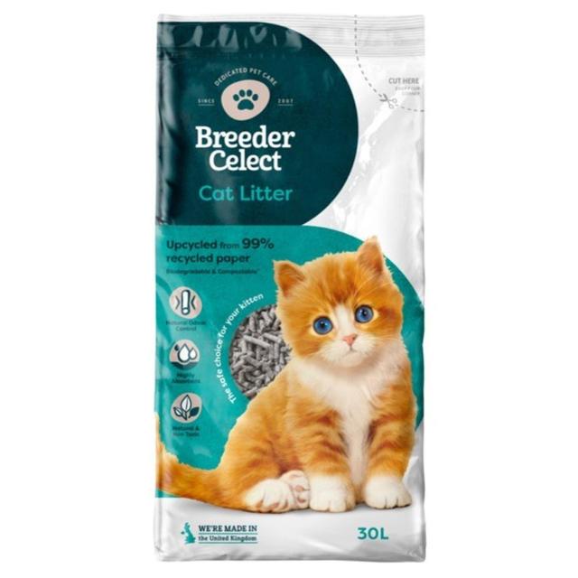 Breeder Celect Paper Non Clumping Cat Litter, 30L