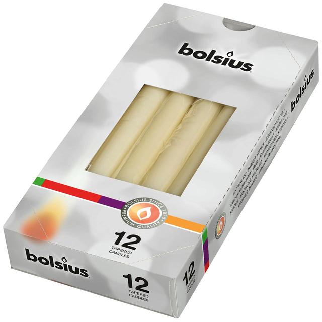 Bolsius Ivory Taper Candles, 12 Per Pack