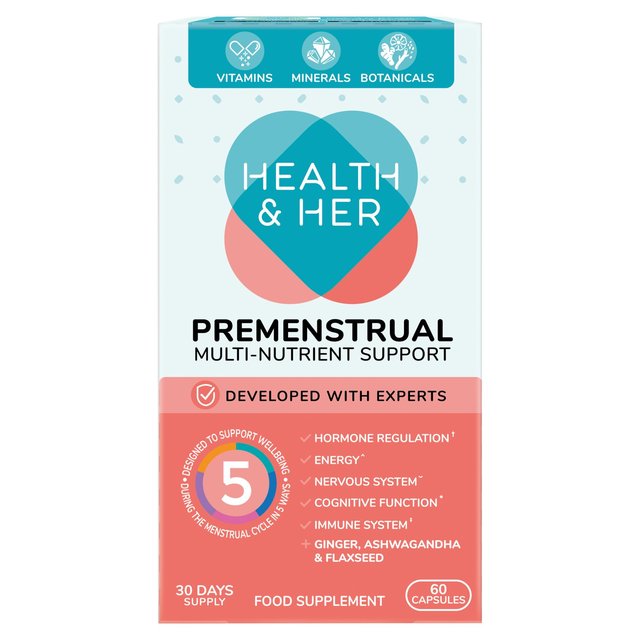 Health & Her, One Size, Premenstrual Multi Nutrient Support Food Supplement, 60 Per Pack