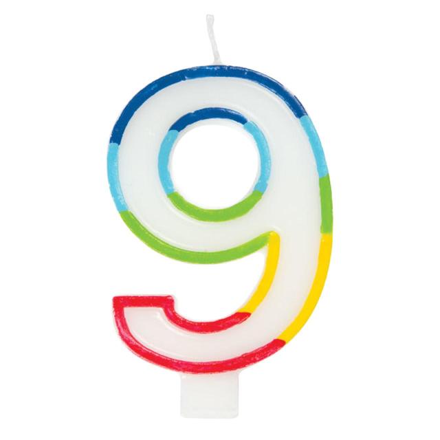 Number 9 Rainbow Birthday Candle