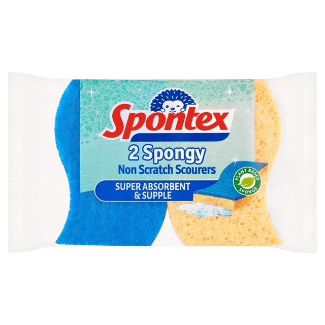 Spontex Non Scratch Super Absorbent Sponge Scourer, 2 Per Pack