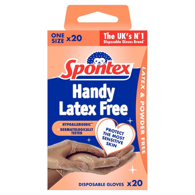 Spontex Sensitive Vinyl Disposable Gloves, 20 Per Pack