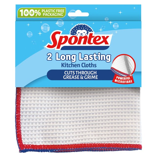 Spontex Long Lasting Kitchen Cloth, 2 per Pack
